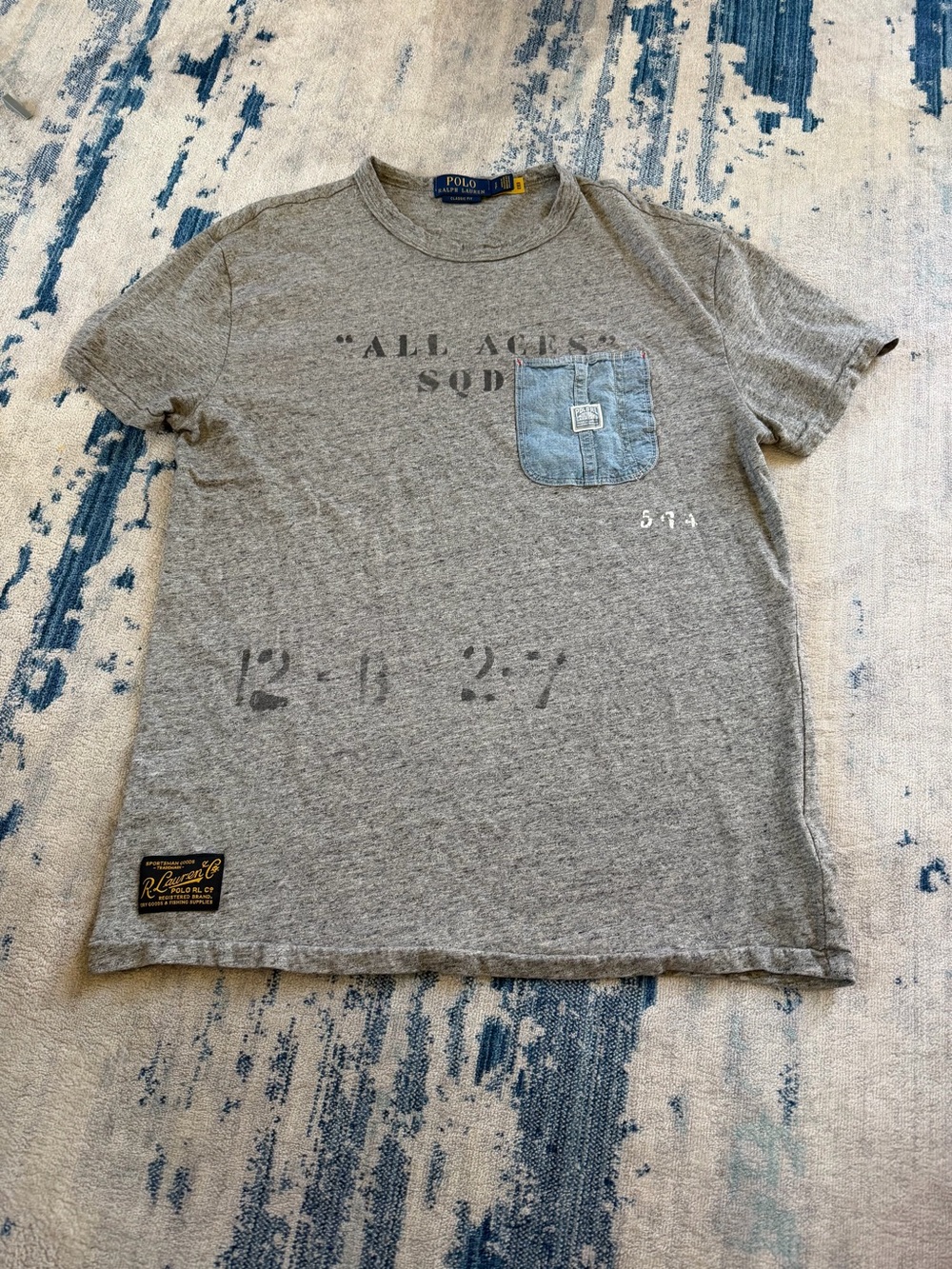 Polo Ralph Lauren Men's Gray Graphic Pocket Tee Small